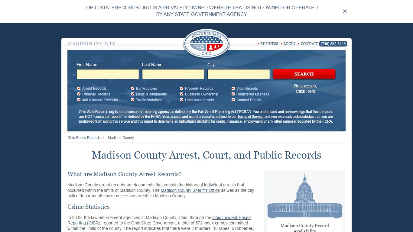 Madison County Arrest, Court, and Public Records